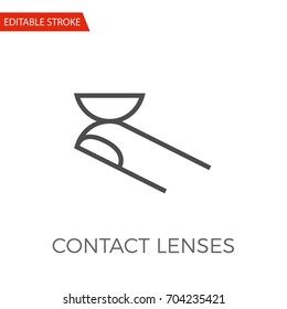 Contact Lenses Thin Line Vector Icon. Flat Icon Isolated on the White Background. Editable Stroke EPS file. Vector illustration.