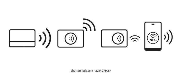 Contact less credit card logo. NFC wireless payments.