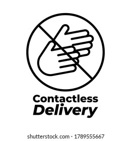 Contact less delivery concept. Contactless, Contact free delivery icon with two hand . Stock vector illustration, isolated on white background.