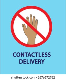 Contact less delivery concept. Contact free delivery icon. Contactless. Coronavirus protection. crossed hand against handshakes. Stock vector isolated illustration.