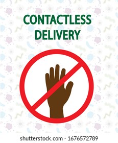 Contact less delivery concept. Contact free, contactless delivery icon. Coronavirus protection. crossed hand against handshakes. Stock vector isolated illustration.