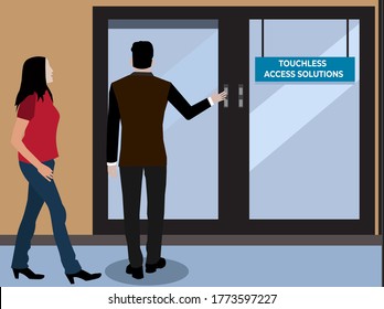 Contact less door or non contact or touch less or contact free or Radio frequency identification door or wave to open door or touch less access or security access control solution 