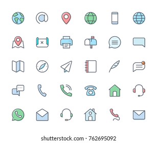 Contact line filled icons.