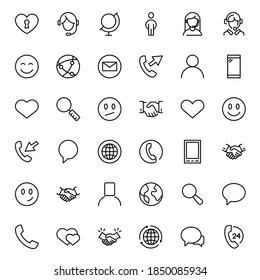 Conjunto de iconos de la línea de contacto. Colección de logotipo de esquema negro de alta calidad para conceptos móviles y aplicaciones web. Contacto de diseño plano. Ilustración vectorial en fondo blanco