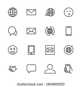 Conjunto de iconos de la línea de contacto. Colección de logotipo de esquema negro de alta calidad para conceptos móviles y aplicaciones web. Contacto de diseño plano. Ilustración vectorial en fondo blanco