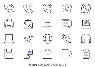 Contact Line Icons. Editable Stroke. Pixel Perfect. For Mobile and Web. Contains such icons as Like Button, Location, Calendar, Messaging, Network.