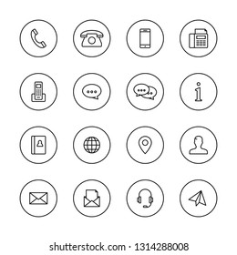 Contact line icons set
