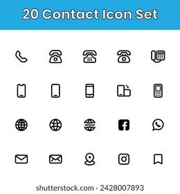 Iconos de la línea de contacto para Web y móvil. Versión ligera, conjunto de iconos para la web