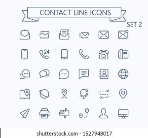 Contact line mini icons set 2. Optimized for 24px, scaled 8x. Pixel Perfect.