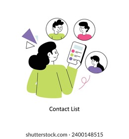  Ilustración del vector de diseño de estilo plano de la lista de contactos. Ilustración de acciones