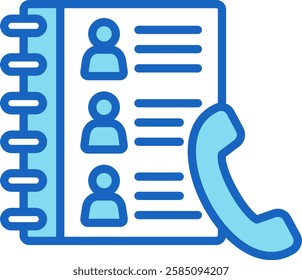 Contact List Icon Blue Vector Illustration