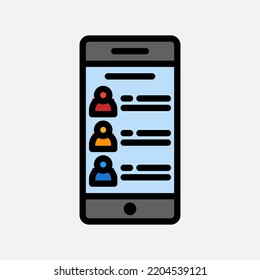 Contact list icon in filled line style about communication, use for website mobile app presentation