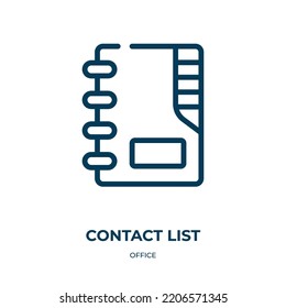 Contact list icon. Linear vector illustration from office collection. Outline contact list icon vector. Thin line symbol for use on web and mobile apps, logo, print media.