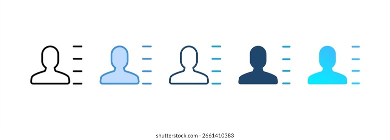 Conjunto de iconos de lista de contactos colección de estilos múltiples