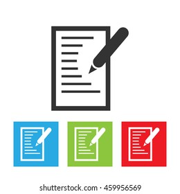 Contact list image. Contact list with a pen logo isolated on white background. Flat vector illustration.