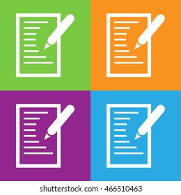 Contact list image. Contact list with a pen logo isolated on white background. Flat vector illustration.