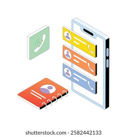 Contact List vector Gradient isometric Style illustration. Eps 10 File