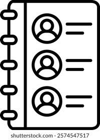 Contact List vector icon. Can be used for printing, mobile and web applications.