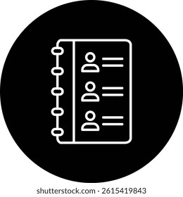 Contact List vector icon. Can be used for printing, mobile and web applications.