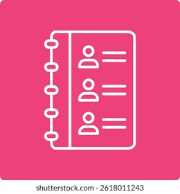 Ícone de vetor da Lista de Contatos. Pode ser usado para impressão, aplicativos móveis e da Web.