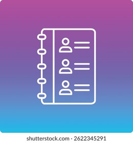 Ícone de vetor da Lista de Contatos. Pode ser usado para impressão, aplicativos móveis e da Web.