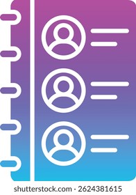Ícone de vetor da Lista de Contatos. Pode ser usado para impressão, aplicativos móveis e da Web.