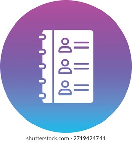 Icono de Vector de la lista de contactos. Se puede utilizar para aplicaciones de impresión, móviles y de Web.