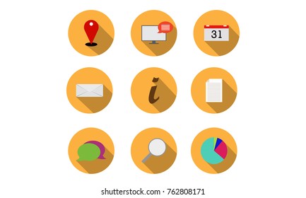 contact longflat icons set