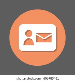 Contact mail flat icon. Round colorful button, circular vector sign with shadow effect. Flat style design