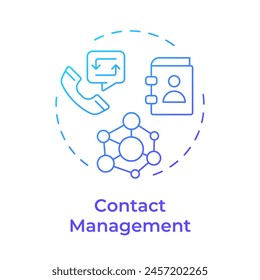 Icono de concepto de gradiente azul de gestión de contactos. Seguimiento de correo electrónico, Servicio al cliente. Ilustración de línea de forma redonda. Abstractas idea. Diseño gráfico. Fácil de usar en infografía, presentación