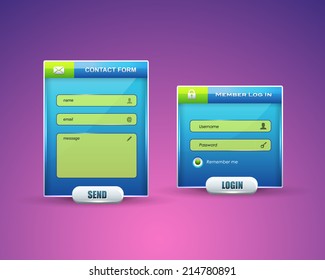 Contact, Member Login Form Vector Design Set