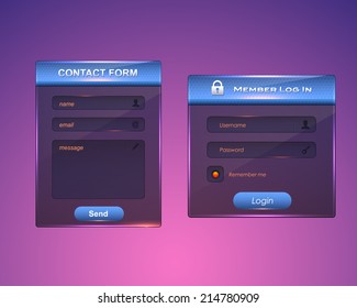 Contact, Member Login Form Vector Design Set