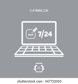 Contact message 7/24 - Vector flat icon