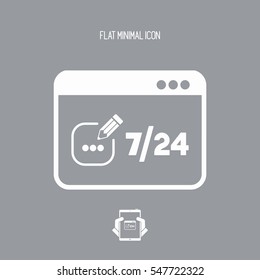 Contact message 7/24 - Vector flat icon