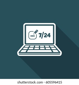 Contact message 7/24 - Vector flat icon