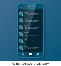 contact message detail social media interface realistic device, vector design illustration