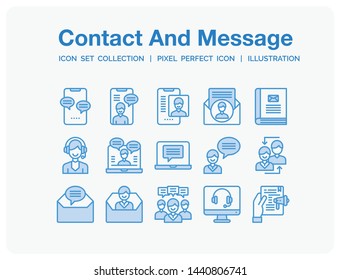 Contact And Message Icons Set. UI Pixel Perfect Well-crafted Vector Thin Line Icons. The illustrations are a vector.