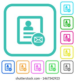 Contact message vivid colored flat icons in curved borders on white background