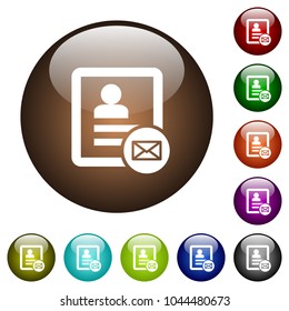 Contact message white icons on round color glass buttons