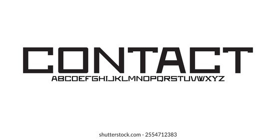 Contact, Modern Tech  Futuristic and sans serif Font. Regular Italic Uppercase Lowercase Typography urban style alphabet fonts for fashion, sport, technology, digital, movie, vector illustration
