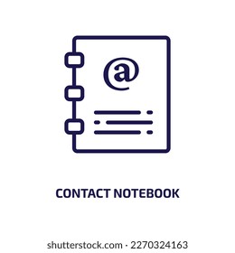 contact notebook icon from user interface collection. Thin linear contact notebook, mail, laptop outline icon isolated on white background. Line vector contact notebook sign, symbol for web and mobile