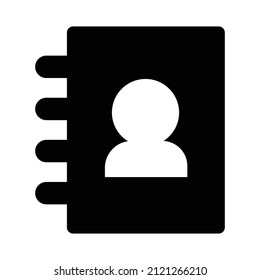 Contact Notebook. Phone Number List Silhouette Icon. Vector.