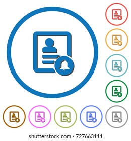 Contact notifications flat color vector icons with shadows in round outlines on white background