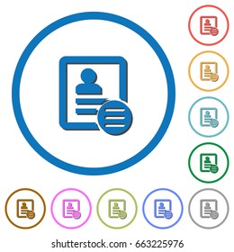 Contact options flat color vector icons with shadows in round outlines on white background