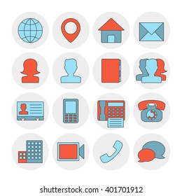 Contact outline icons flat