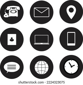 Contact page icon set on white background. Contact us sign. Web icon set. flat style.