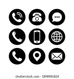 Contact page icon set. Contact us icon. Communication icon pack