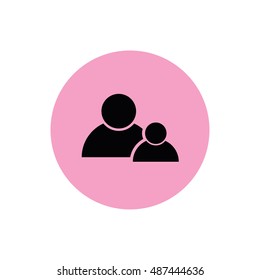 Contact people icon vector. Pink button. Pink circle
