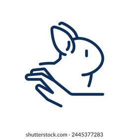 Contact Pet Zoo Icon. Simple Line Illustration of a Rabbit, Symbolizing Animal Interaction, Learning, and Family-Friendly Activities in Interactive Domestic Zoo.