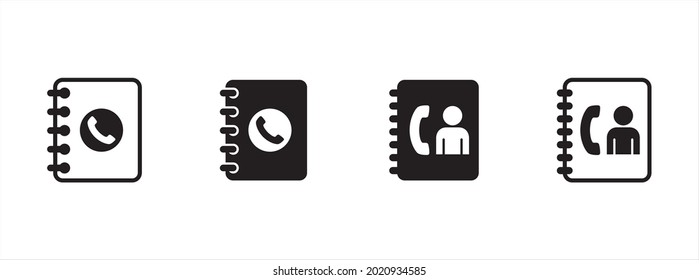 Contacte con el conjunto de vectores de iconos de la libreta de teléfonos. Símbolo de ilustración plana simple de la libreta de teléfonos.